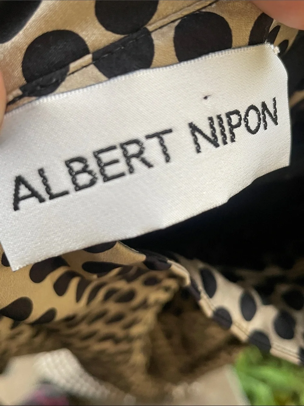 Albert Nipon Polka Dot Long Sleeve Shift Dress - Black & Cream Size 14 Vintage
